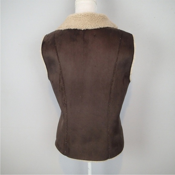 🆕 VELVET BY GRAHAM & SPENCER brown Faux Lamb Fur Vest Jacket Size large - Picture 6 of 14